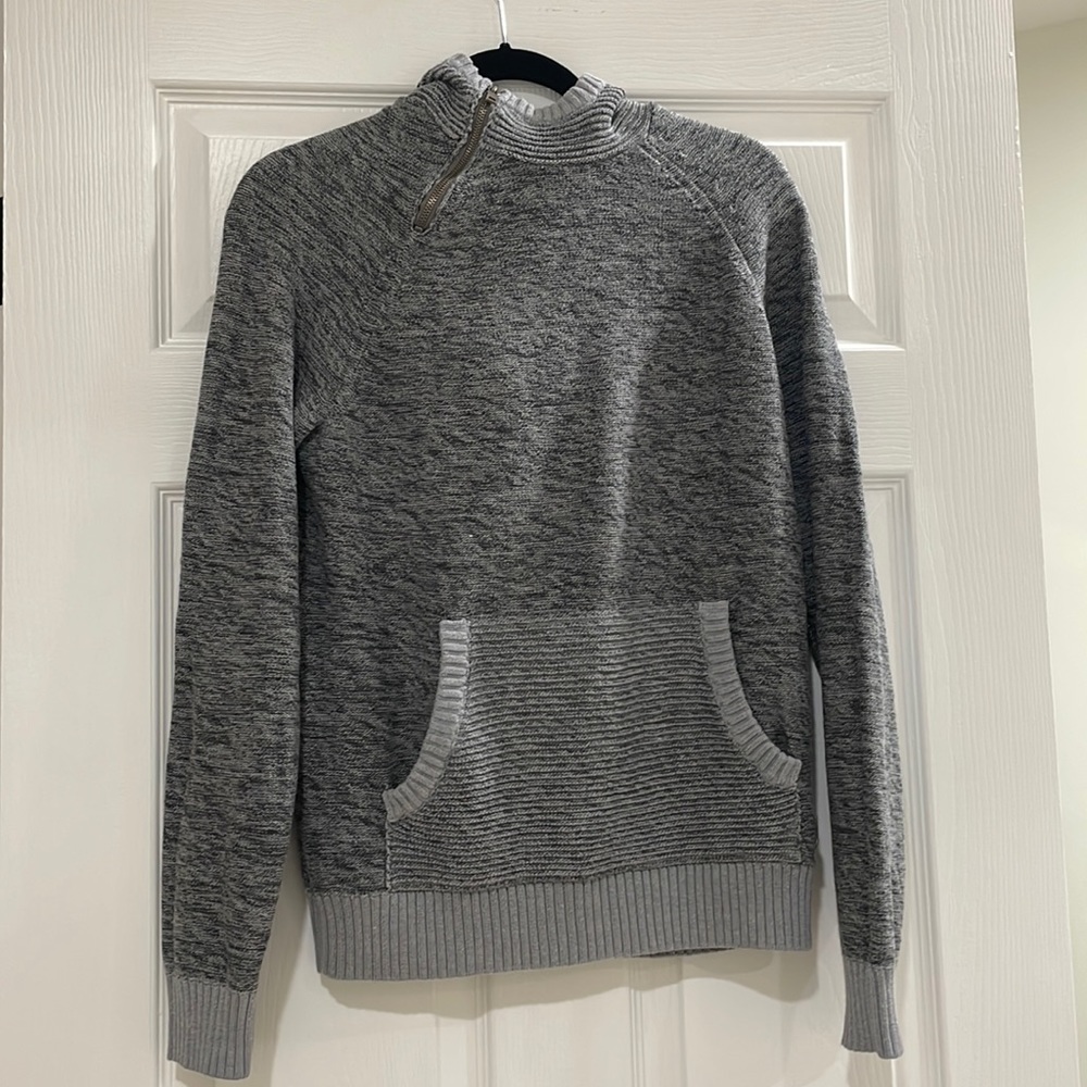 Grey zip up hooded sweater